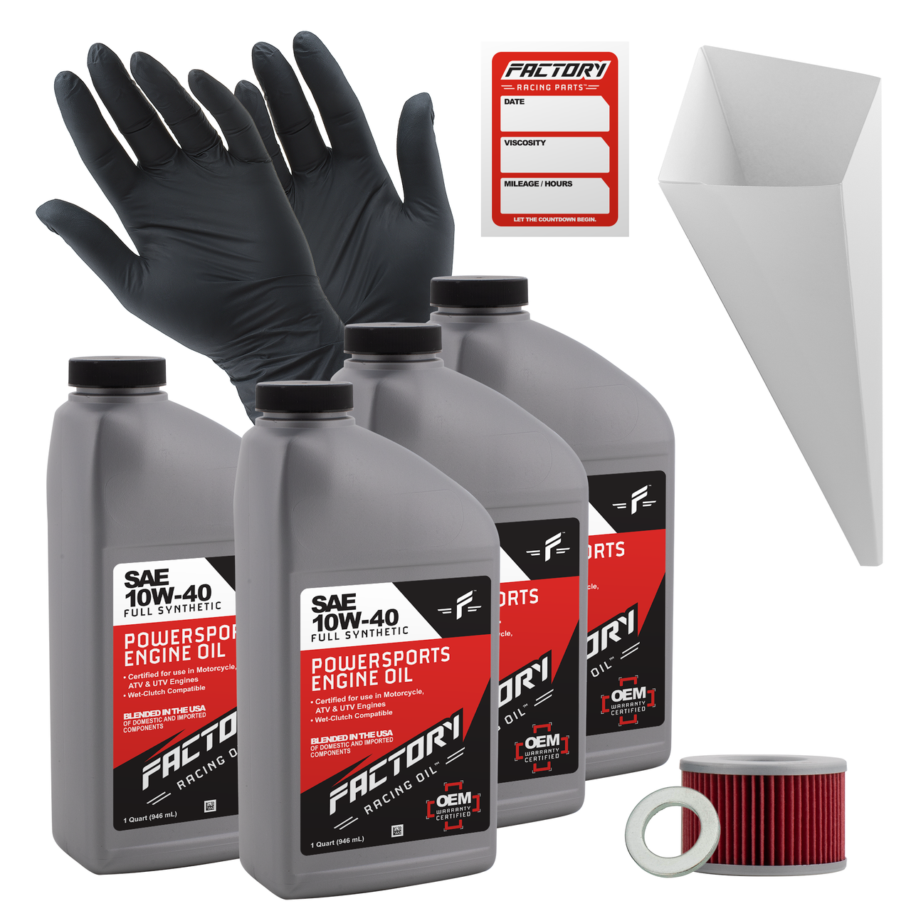 10W-40 4 Quart Oil Change Kit For Honda TRX650FA, TRX650FGA, TRX680FA, TRX680FGA, MUV700