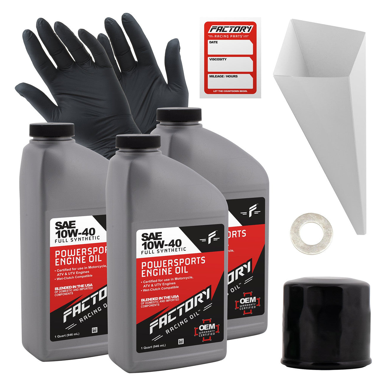 10W-40 3 Quart Oil Change Kit For Kawasaki KVF750, KRF750